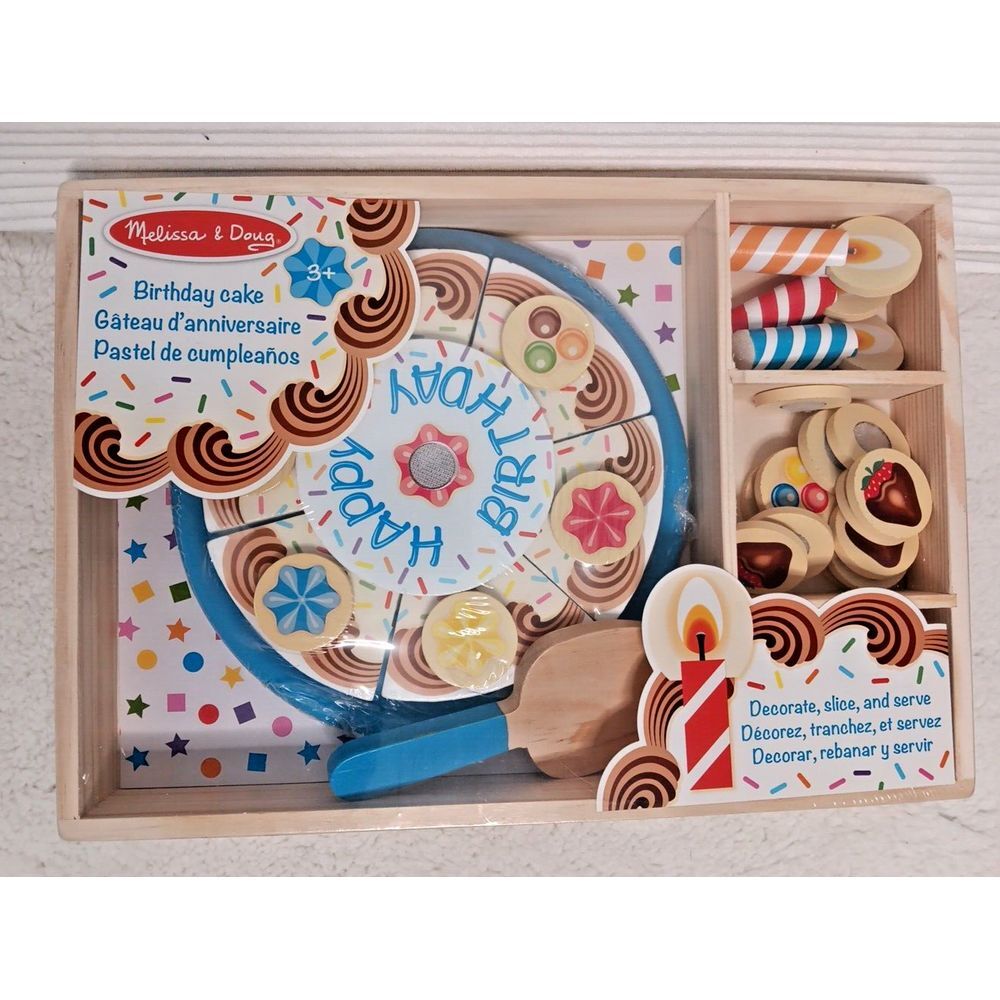 Melissa & Doug Wooden Birthday Cake Set New Toy play Set Socialization Educate - Picture 2 of 8